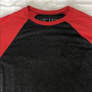 Dark Grey and Salmon/Orange Raglan Graphic Tee